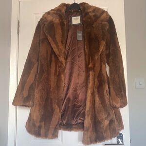 Abercrombie & Fitch Brown Faux Fur Coat